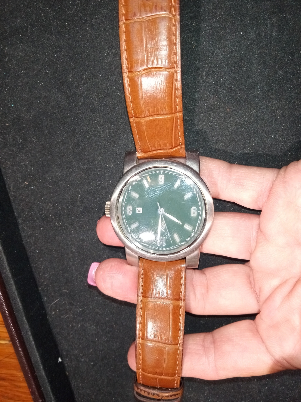 Silpada Men's Green Dial Watch with Brown Leather Strap-Rare